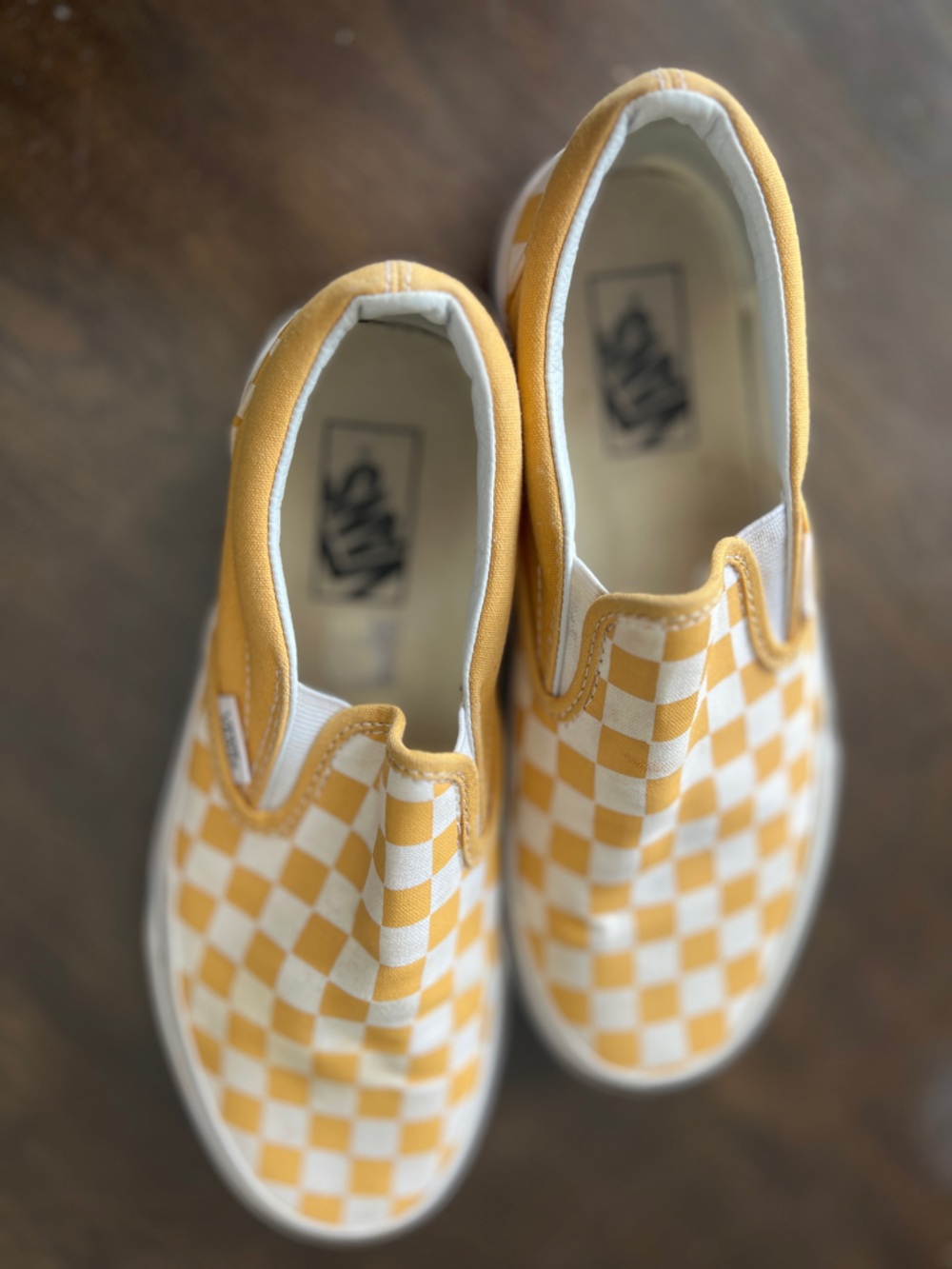 Vans Skater Checkerboard Slip-On in Yellow and White 7.5 - Picture 3 of 5